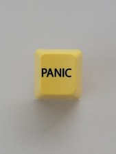 Yellow PANIC Key Cap IBM Model M Replacement Unicomp - Humor / Funny picture