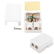 2 PCS Phone Jack Surface Mount Dual Port RJ11 6P4C Female Outlets White picture