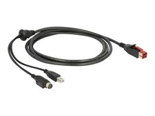 Delock PoweredUSB Cable Male 24V > USB Type-B+ Hosiden Mini-DIN 2 85488 picture