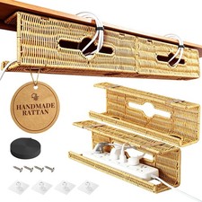 Handmade Rattan Under Desk Cable Management Tray 2 Pack, Natural picture