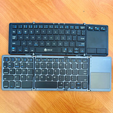 2 iClever IC-BK08 Bluetooth Foldable Keyboard w/ Touchpad Gray English QWERTY picture