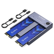 ORICO 2-Bay USB-C NVMe M.2 SSD Enclosure with Clone 10Gbps Gray Japan Import picture