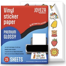 JOYEZA Premium Printable Vinyl Sticker Paper for Inkjet Printer - 25 Sheets picture