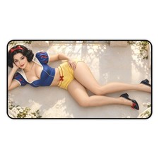 Snow White PC Gaming Desk Mat Large Mouse Pad Hemmed Edge Desk Pad picture
