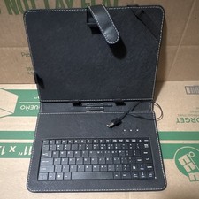 Black Synthetic Leather Tablet Keyboard Folio Case w/ Integrated Keyboard picture