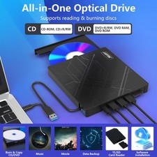 AGPTEK 8 in 1 External CD/DVD Drive Portable USB 3.0 Slim DVD Burner for Laptop picture