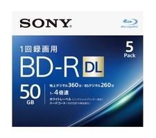 Sony 5BNR2VJPS4 BD-R DL 50 GB Blu-ray Disc Approx. 6 Hour Terrestrial Digital picture