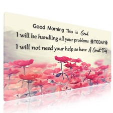 Good Morning This is God Christian Large Mouse Pad, Pink Lotus Art Desk Mat picture