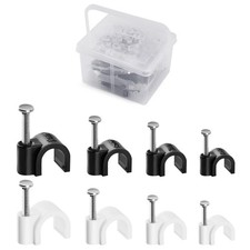 400 Pack Cable Clips with Steel Nails Kit, OD: 6mm/7mm/8mm/10mm Round U Nails... picture