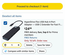 Hyper HyperDrive Flex 4-Port Portable USB-C Hub USB-A/USB-C, Black picture