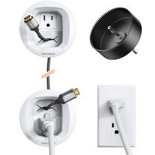 In-Wall Cable Management Kit for TV Wires, White, Includes Drill Template picture