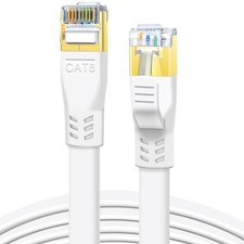 DDMALL 6ft 2 Pack Cat 8 Ethernet Cable, 40Gbps Flat Internet 6 Feet, White picture