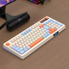 Wired Gaming Keyboard Rainbow RGB LED Backlit 98 Key PC Desktop with Volume Knob picture