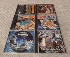 6 Vintage Software CD-ROMs - Infopedia, Clipart, Morph, Explorers, Museums, etc. picture