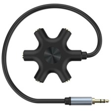 sovunis Multi Headphone Audio Splitter, 5-Way 3.5mm Jack Stereo Headset Black picture