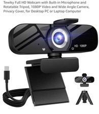 Full HD Webcam with Built-in Microphone and Rotatable Tripod, 1080P Video and... picture