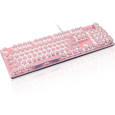 Typewriter Style Retro Wired Mechanical Gaming Keyboard, Vintage Steampunk picture