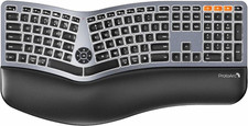 ProtoArc EK01 Plus Wireless Ergonomic Keyboard w/ Wrist Rest, Gray, Backlit picture