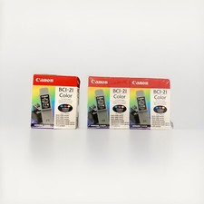 3 Canon BC-21 Tri-Color Ink Cartridge Genuine  OEM New Old Stock picture