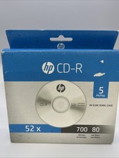CD-R 5 Pack HP 52X 700 MB CDs with Slim Jewel Cases 80 mins Music 700 MB Data picture