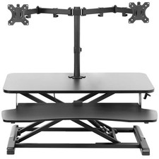 32 Inch Standing Desk Converter Dual Monitor Mount Black Height Adjustable picture