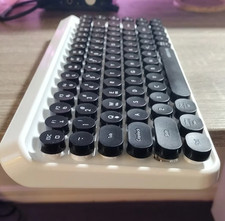 UBOTIE SK-621BT Bluetooth Wireless Keyboard Retro Round Keys White Black picture