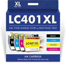 4pk LC401XL H-Yield Ink Cartridges for Brother MFC-J1010DW MFC-J1012DW J1170DW picture