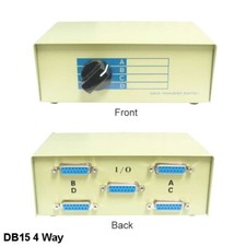 KNTK DB15 4 Way Data Transfer Switch Box Rotary Type for PC MAC Display Joystick picture