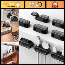 8-Pack Magnetic Cable Clips, Dual Slot Cord Holders, Black Organizer for Cables picture