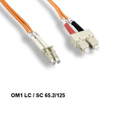 Kentek 6.56ft/2m OM1 LC to SC Multi-Mode Fiber Optic Cable 62.5/125 Duplex UPC picture