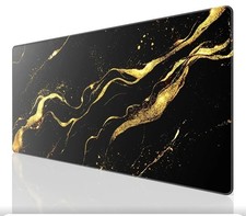 KTRIO Large Gaming Mouse Pad with Stitched Edges, 31.5x15.7in, Black Gold NEW picture