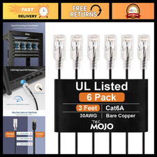 Ultra Slim Cat6A Ethernet Cable 3FT, 23AWG, 6-Pack, High-Speed, Black picture