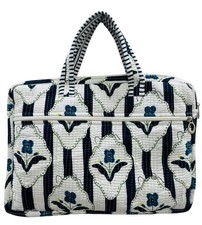 Traditional Striped Floral Hand Block Printed Cotton Quilted Laptop Sleeves picture