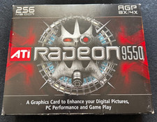 ATI Radeon 9550 256MB DDR AGP 8x Graphics Card w/ Box CD Manuals Vintage GPU picture
