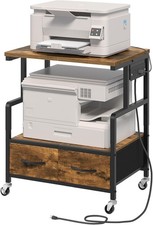 Printer Stand, 3 Tier Printer Cart with Power Outlet and Fabric Drawers, Indu... picture