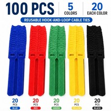 100-Pack Reusable Cable Ties Hook Loop Fastening Straps Cord Wrap picture