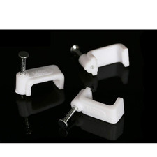 100 PCS 14mm Flat Ethernet Cable Wire Clips Single Coaxial Cable Clamps with Nai picture