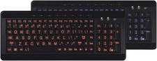 Large Font Print USB LED Backlit Keyboard, Orange and Blue IMBA-LOB-BKB picture