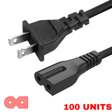 Lot of 1-100 2 Prong AC Polarized Power Cord Cable C7P Connector 3FT 5FT 10FT picture