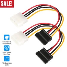 2Pcs 4-Pin Male To 15-Pin Female Power Adapter Cable Converter Hard Drive Cable picture