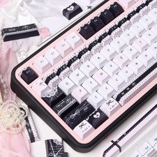 Cute Black And Pink PBT Keycap Set For Mechanical Keyboard Switches Covers picture