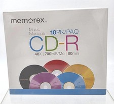 Memorex Music CD-R 10 Pack 40x 700MB 80min Color Discs New Sealed Jewel Cases picture