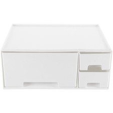 Durable ABS Laptop Elevated Rack White Monitor Holder with Storage Drawer picture