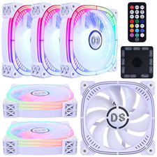 DS Addressable RGB 120MM LED Fans with 6PIN Remote Controller for White PC Case, picture