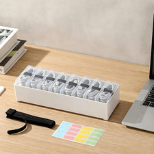 Large Cable Organizer Box with 8 Clear Switch Cases Desk Wire Storage White picture