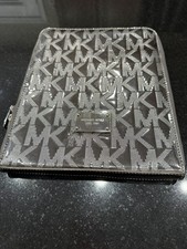Michael Kors iPad Tablet Case Silver Zips All Around picture