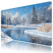 Snowy Forest Pine Tree Christmas Winter Mat for Keyboard and Mouse Desk Pad picture