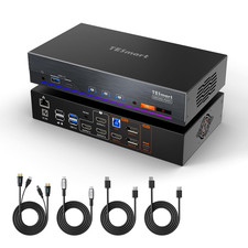 DisplayLink KVM Switch for MacBook & Desktop, Triple Monitor 4K@60Hz USB-C 100W picture