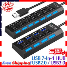7 Port USB 2.0 Hub Splitter Adapter High Speed For PC Laptop Mac Desktop picture