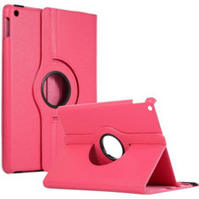 Leather Flip 360° Rotating Portfolio Stand Case Cover HOT PINK For iPad 2/3/4 picture